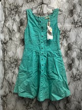 Tulle Aqua linen Blend  sleeveless Midi  pockets Dress Size S - £35.98 GBP