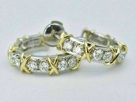 14K Gold-Plated Silver 2Ct Round Moissanite Huggie Hoop Women&#39;s Earrings - $74.79