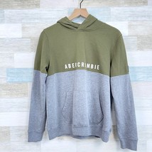 Abercrombie Kids Logo Colorblock Hoodie Green Gray Pouch Pocket Boys 15 16 - £18.61 GBP