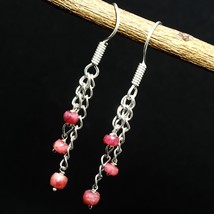 Boucles d&#39;oreilles faites à la main en argent massif 925 rubis rouge bijoux... - £6.78 GBP