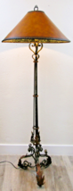 French Art Deco Wrought Iron Scrollwork and Leaves Tripod Floor Lamp and... - $1,979.01