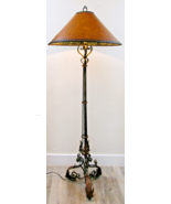 French Art Deco Wrought Iron Scrollwork and Leaves Tripod Floor Lamp and... - $2,787.44 CAD