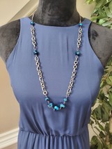 NSR Women&#39;s Blue 100% Polyester Halter Neck Sleeveless Long Maxi Dress S... - $31.00