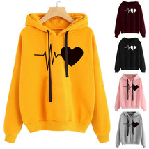 Heart Print Streetwear Hoodies Women Sweatshirt Spring Autumn Long Sleev... - $18.76+