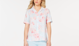 Miss Elaine Women&#39;s Floral Print Sleep ONLY Top Pajama Button Up Shirt, Large - £10.30 GBP