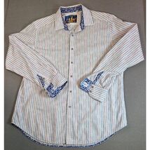 Robert Graham Classic Fit Striped Shirt XL Knowledge Wisdom Truth Cotton - $63.44 CAD