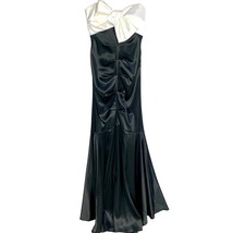 Jump Apparel Mermaid Satin Gown Black White Bow Size 1/2 Maxi Dress Glam Ruched - £25.20 GBP