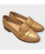 ANTHROPOLOGIE Lien do By Seychelles Braided Loafers Size 7.5 Metallic Go... - €29,97 EUR