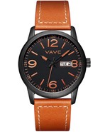 Mens Fashion Minimalist Casual Brown Leather Band Analog Quartz Wrist Watch - £46.29 GBP