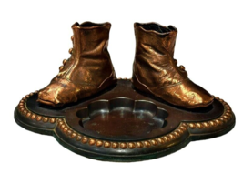 Bronzed Copper Baby Shoes Ashtray Collectible 50s 60s MCM Mason Masterpieces VTG - £21.83 GBP