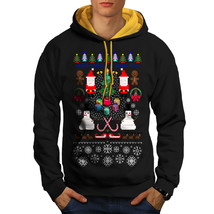 Wellcoda Santa Snowman Christmas Mens Contrast Hoodie, Pixel Casual Jumper - £31.73 GBP
