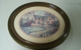 Vintage Oval Frame Cottage House Picture Wall Hanging - $19.99