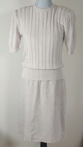 VTG CIAO Beige Cable Knit Microfiber Drop Waist Midi Dress Fully Line Si... - $23.75