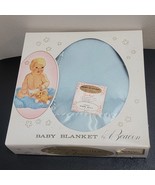 VTG 60s Beacon Blue Crib Storybook Baby Blanket Rayon Satin Trim USA New - $1,046.10 MXN