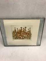 Vintage etching under glass frame 8/100 numbered singed 1999 7 by 7 inch - £27.30 GBP