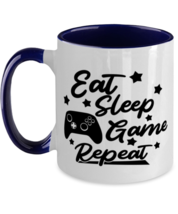 Eat-sleep-game-repeat , navy Two Tone Coffee Mug. Model 60075  - £19.17 GBP