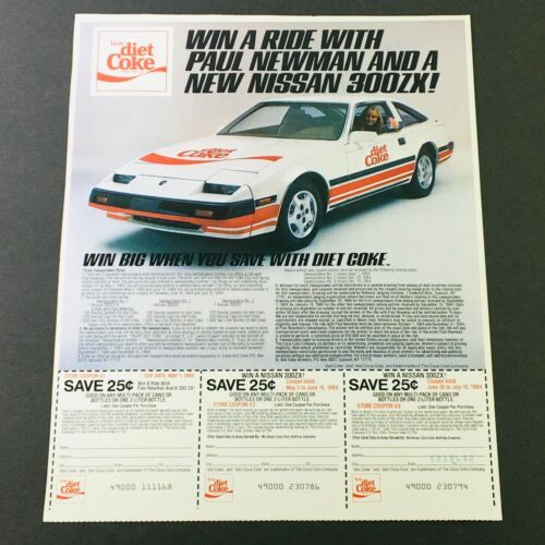 VTG Retro 1984 Diet Coke Win Nissan 300ZX & Minute Maid Fruit Punch Ad Coupon - $18.95