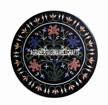 Black Marble Counter Coffee Table, Multi Precious Inlay Floral Arts Home Decors - £646.65 GBP+