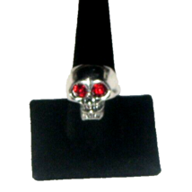 Stainless Steel Bikers / Halloween Ring Red Sequine Eyes Sz. 9.75&quot; - £9.46 GBP
