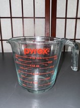 Pyrex Turquoise 2 Cup Measuring Glass Red Cup Ounces &amp; Red Metric Measurements - £14.24 GBP