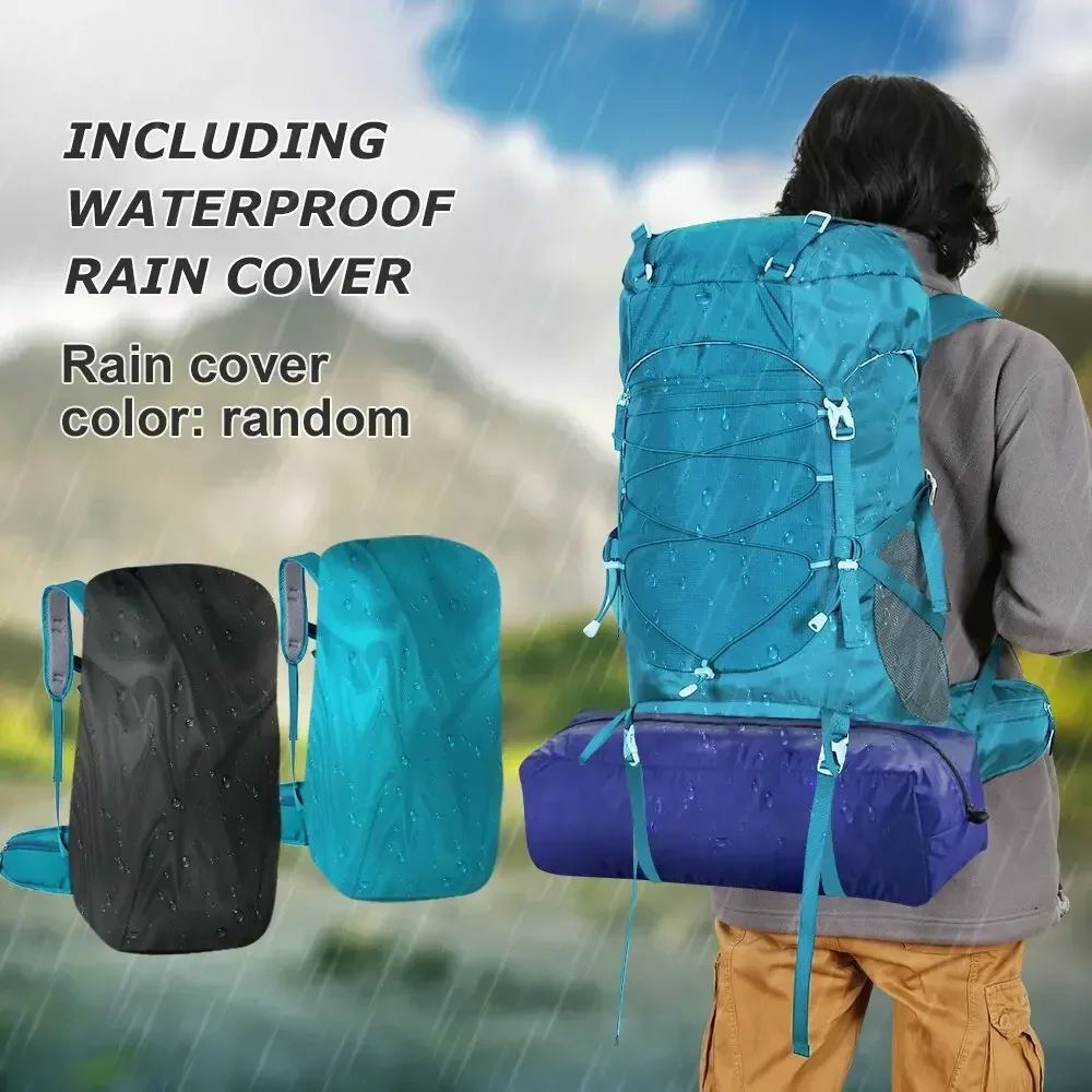 Multifunctional Mountaineering Bag 50L Hiking Backpack with Rain Cover Outdoor - £40.60 GBP