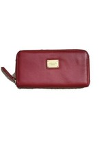 KENNETH COLE Leather Ziparound Wallet Red Leopard Lining  - £12.45 GBP