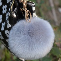 Pom Pom Fur Grey Charm Handbag Keyring Soft Furry DISCOUNT **SALE** UK S... - £3.82 GBP