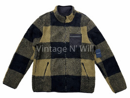 Lucky Brand Jeans Mens Black/ Yellow Plaid Sherpa Mock Neck Casual Jacket - $44.55
