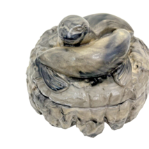 Canada Eskimo Inuit Carved Gray Soapstone Seal Figurine Trinket Box Sign... - £25.01 GBP