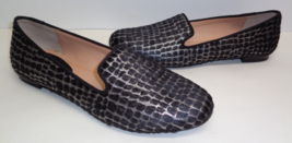 Antonio Melani Size 9 GEORGIE Black Silver Fur Leather Loafers New Womens Shoes - £86.25 GBP
