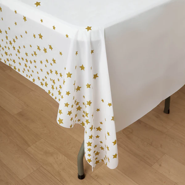 TYPE1 - 54&quot; x 108&quot; Stars Sprinkled Thick Confetti Dots Plastic Tablecloth - £14.82 GBP