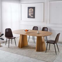 Mid-century Metal Leg MDF Dining Set for 4-6 People - $1,078.99