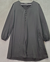 PRETTYGARDEN Sheath Dress Womens Large Black Polyester Long Sleeve V Neck Button - £16.69 GBP