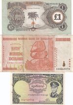 Biafra, Burma, Zimbabwe, Lot of 3 Different Banknotes, Old Issues - $11.28