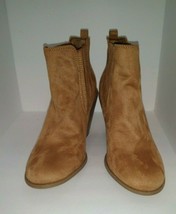 Aeropostale Golden Brown Faux Suede Block Heel Booties/Boots Size 10 New - £17.44 GBP