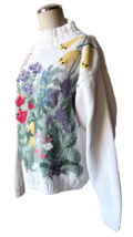 Orvis Floral Pullover Mock Turtleneck Knitted Sweater Ramie/Cotton - Wom... - $37.95