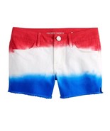 Favorite Shortie SO Flag Cuffed Jean Shorts Girls Size 12 Red White Blue - $8.57