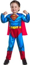  Boys Superman Muscle Jumpsuit &amp; Cape DC Comics 2 Pc Halloween Costume- 3T/4T - £15.82 GBP