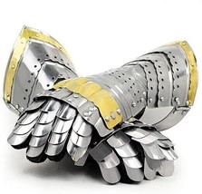 Medieval Gothic Gauntlets 18 G Steel Knight LARP Functional Gloves For Cosplay - £130.29 GBP