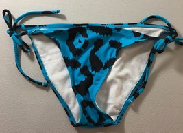 OP SX Womens Bikini Bottom Size 1 Turquoise Black Animal Print String Sw... - $9.89