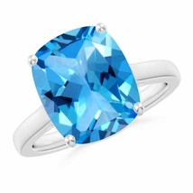 ANGARA Natural Swiss Blue Topaz Solitaire Ring in Sterling Silver (12x10mm) - £185.09 GBP+