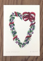 With Sympathy Floral Heart with Bow in Acrylics Greeting Card - £9.19 GBP