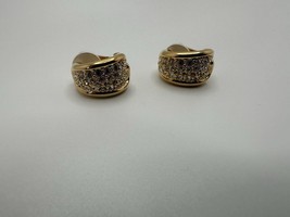 Vintage Gold Swarovski Hoop Earrings 18mm X 11mm - $15.99