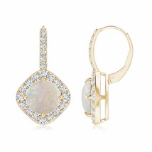 Natural Opal Round Earrings with Diamond for Women in 14K Gold (Grade-AA , 8MM) - £1,424.81 GBP