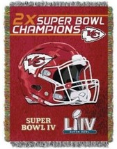 Northwest Chiefs Kansas City Super Bowl IV LIIV Woven Tapestry Throw 48&quot; x 60&quot; - £24.34 GBP