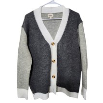 Bibi  Preppy Sweater Small Colorblock Gray And White Cardigan Sweater - £26.16 GBP