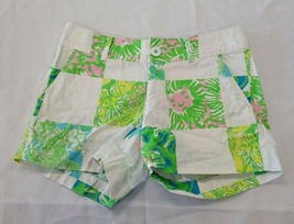 Lilly Pulitzer Callahan Shorts Patchwork Jungle Lioness 00 White Green W... - $14.72