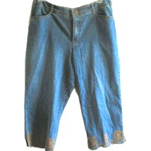 Gloria Vanderbilt Womens Blue Denim Capri Pants W/ Floral Embroidery Siz... - $7.92