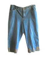 Gloria Vanderbilt Womens Blue Denim Capri Pants W/ Floral Embroidery Siz... - $148.66 MXN