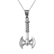 White Gold Viking Tomahawk Axe Pendant Necklace - £65.70 GBP+